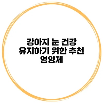 강아지 눈 건강 유지하기 위한 추천 영양제