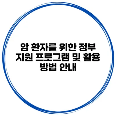 암 환자를 위한 정부 지원 프로그램 및 활용 방법 안내
