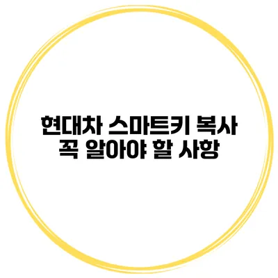 현대차 스마트키 복사 꼭 알아야 할 사항